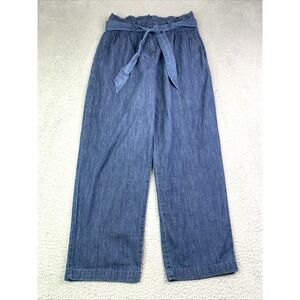 J. CREW Jean Pants Womens Size 4 Paperbag Baggy Tie Waist Ankle Cotton Blend